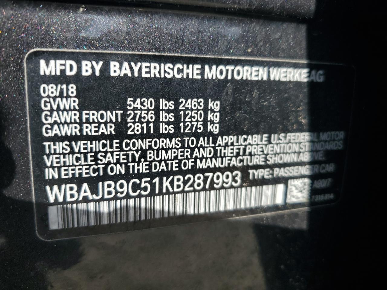 Photo 11 VIN: WBAJB9C51KB287993 - BMW M5 