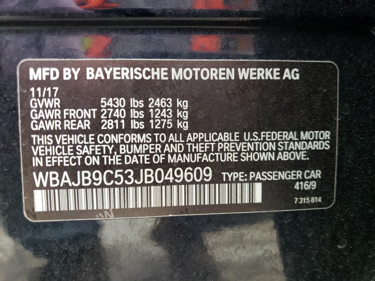 Photo 11 VIN: WBAJB9C53JB049609 - BMW M5 