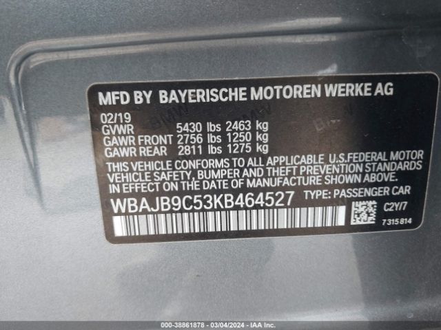 Photo 8 VIN: WBAJB9C53KB464527 - BMW M550I 