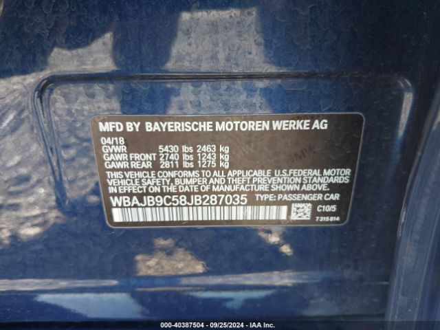 Photo 8 VIN: WBAJB9C58JB287035 - BMW M550I 