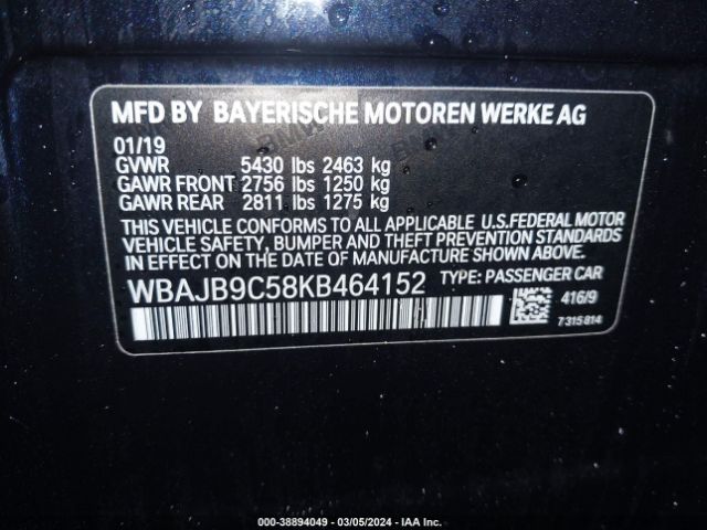 Photo 8 VIN: WBAJB9C58KB464152 - BMW M550I 