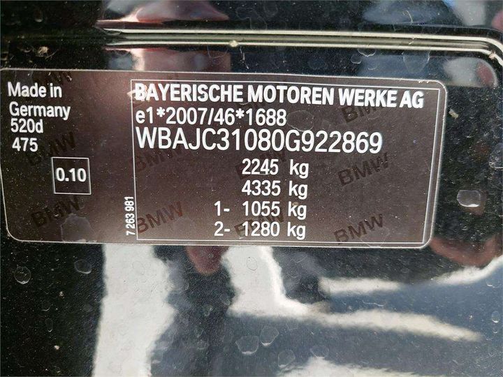 Photo 8 VIN: WBAJC31080G922869 - BMW SRIE 5 