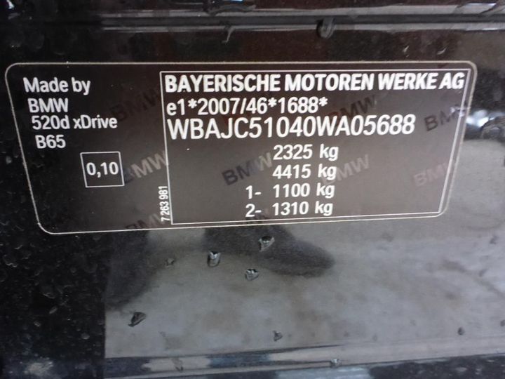 Photo 12 VIN: WBAJC51040WA05688 - BMW SERIES 5 