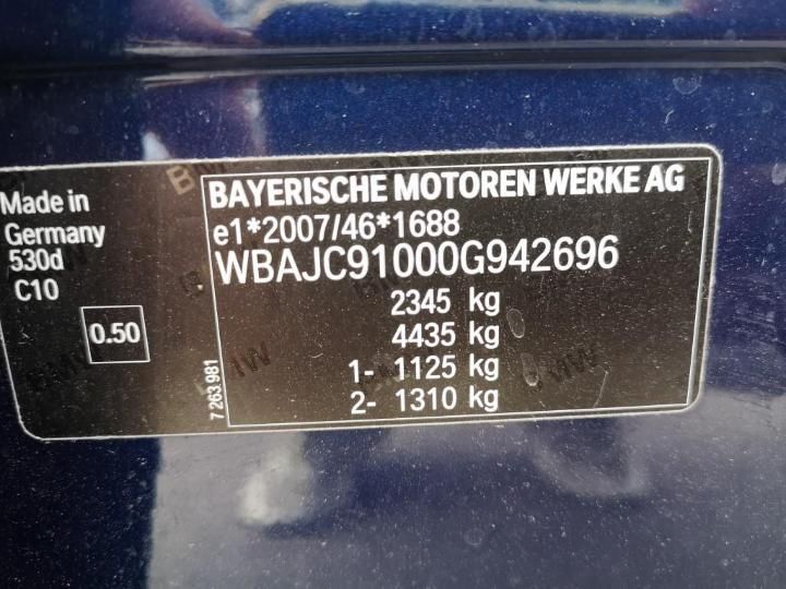 Photo 12 VIN: WBAJC91000G942696 - BMW SRIE 5 