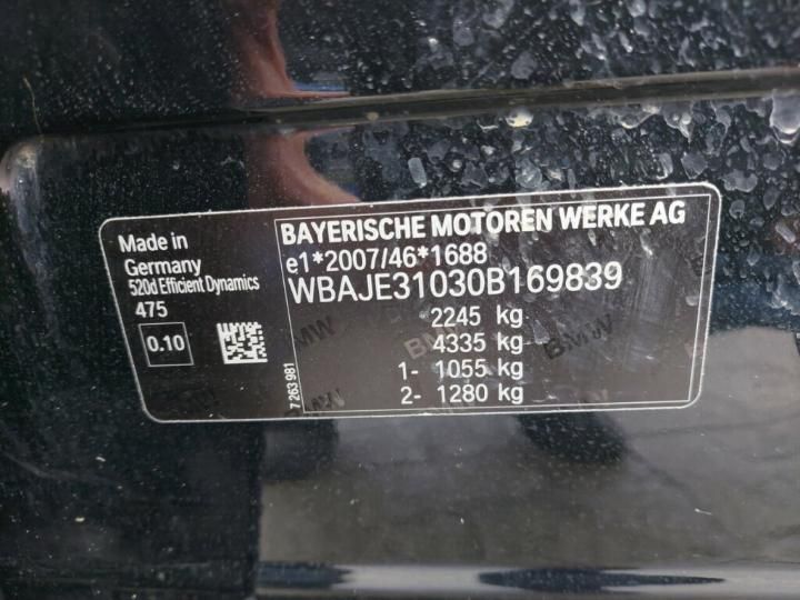 Photo 21 VIN: WBAJE31030B169839 - BMW 520D 