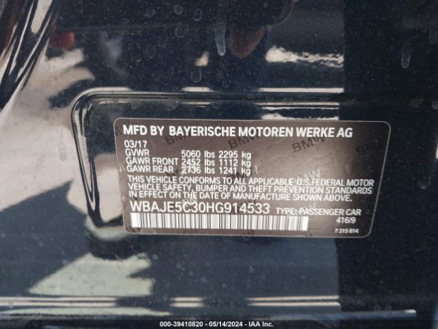 Photo 8 VIN: WBAJE5C30HG914533 - BMW 540I 