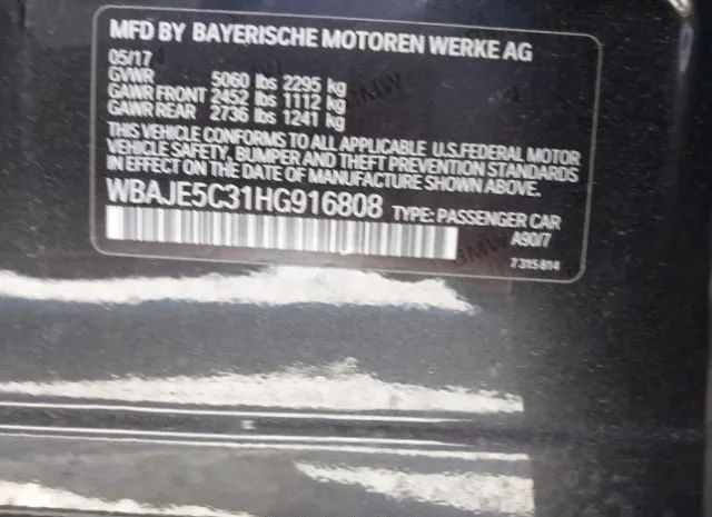 Photo 8 VIN: WBAJE5C31HG916808 - BMW 5 SERIES 