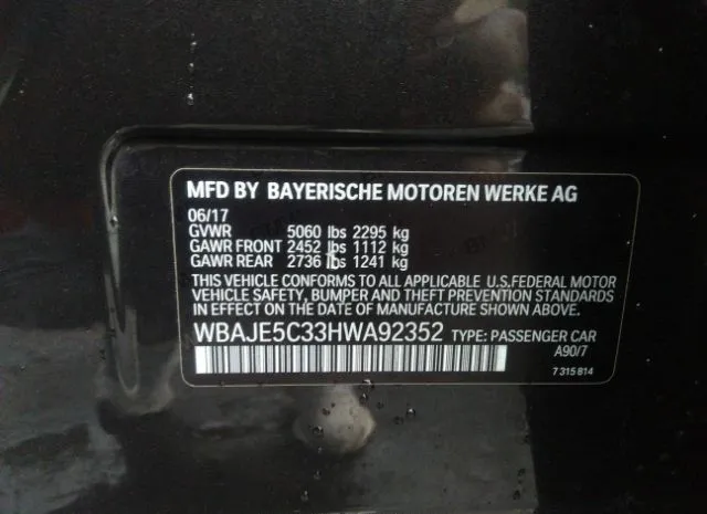 Photo 8 VIN: WBAJE5C33HWA92352 - BMW 5 SERIES 