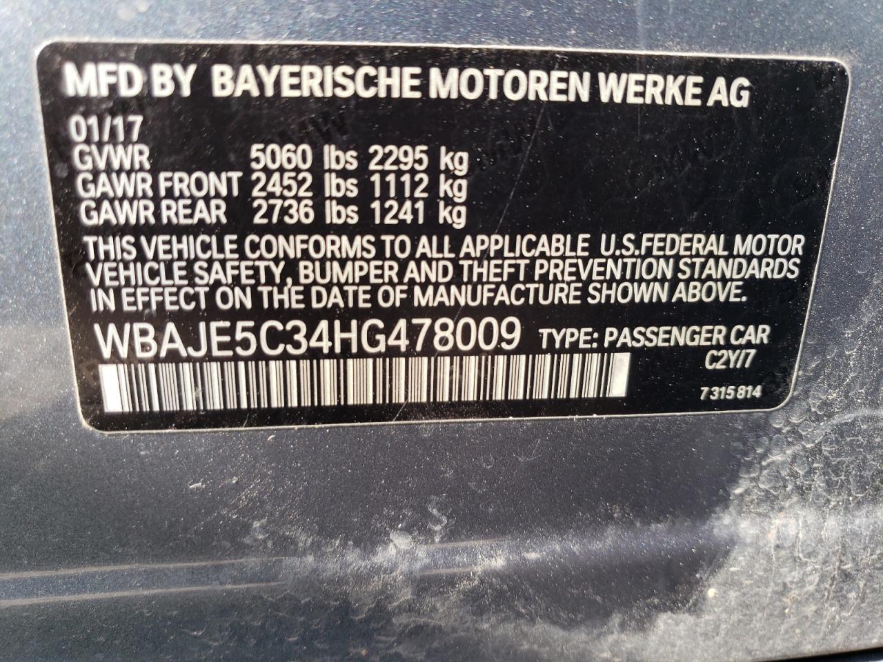 Photo 11 VIN: WBAJE5C34HG478009 - BMW 5ER 