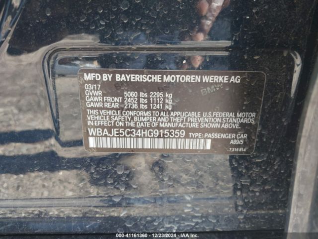 Photo 8 VIN: WBAJE5C34HG915359 - BMW 540I 