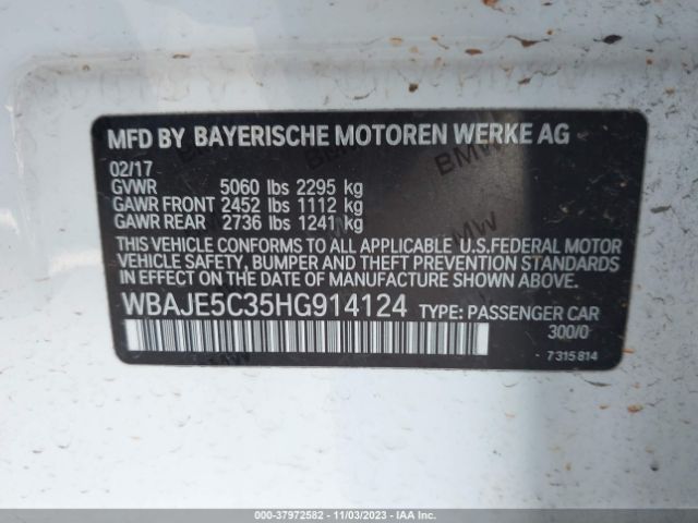 Photo 8 VIN: WBAJE5C35HG914124 - BMW 540I 