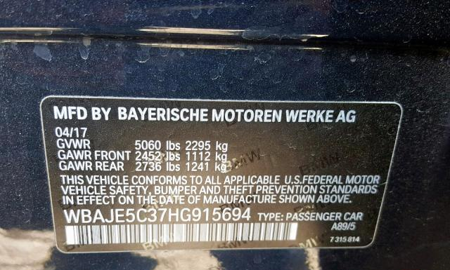 Photo 9 VIN: WBAJE5C37HG915694 - BMW 540I 