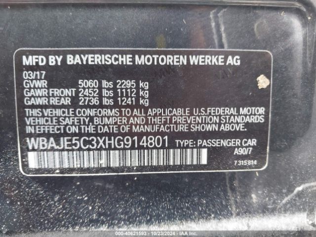 Photo 8 VIN: WBAJE5C3XHG914801 - BMW 540I 