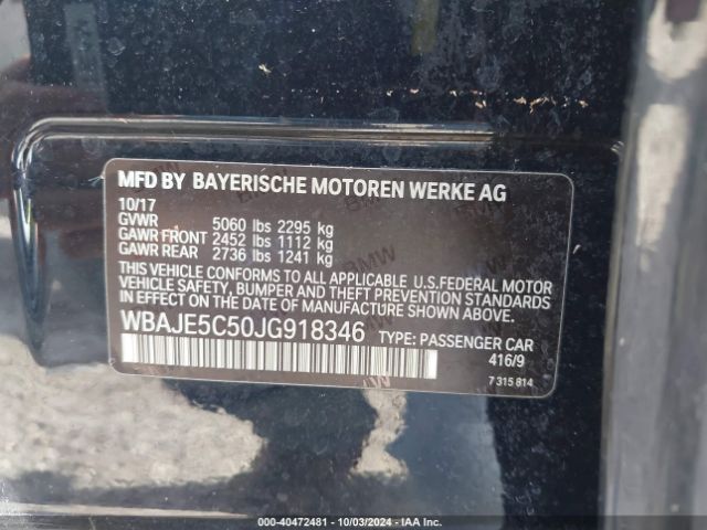 Photo 8 VIN: WBAJE5C50JG918346 - BMW 540I 