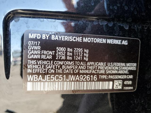 Photo 12 VIN: WBAJE5C51JWA92616 - BMW 5 SERIES 