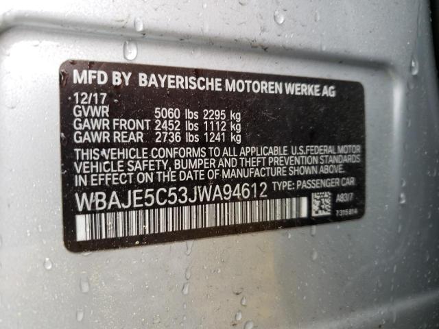 Photo 12 VIN: WBAJE5C53JWA94612 - BMW 5 SERIES 