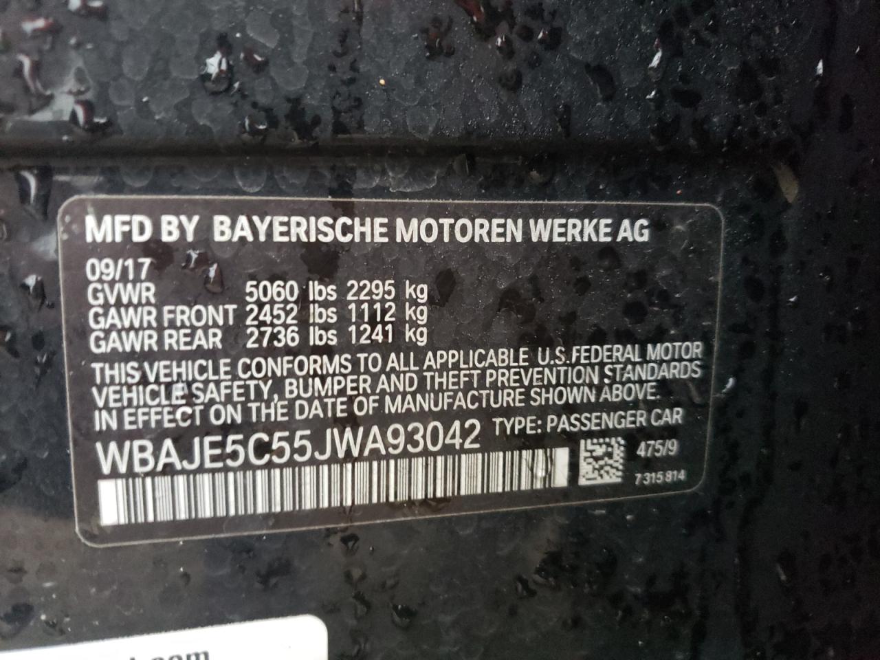 Photo 11 VIN: WBAJE5C55JWA93042 - BMW 5ER 