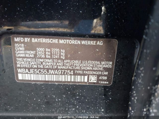 Photo 8 VIN: WBAJE5C55JWA97754 - BMW 540I 