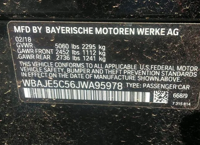 Photo 8 VIN: WBAJE5C56JWA95978 - BMW 5 SERIES 