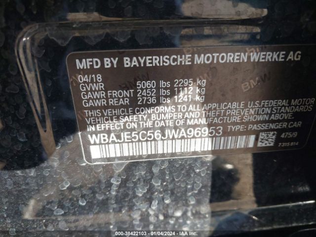 Photo 8 VIN: WBAJE5C56JWA96953 - BMW 540I 