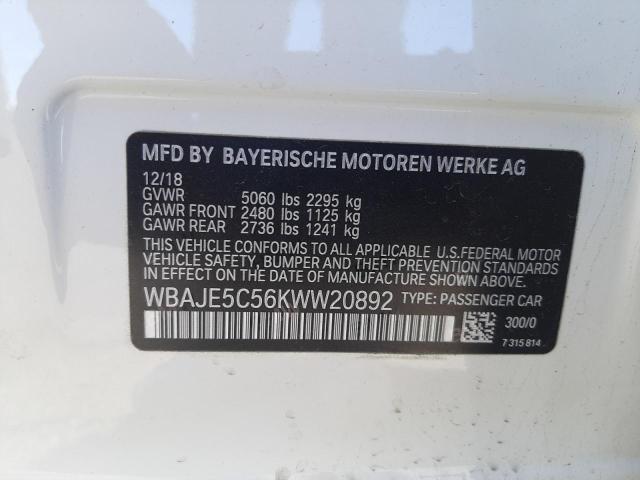 Photo 9 VIN: WBAJE5C56KWW20892 - BMW 540 I 