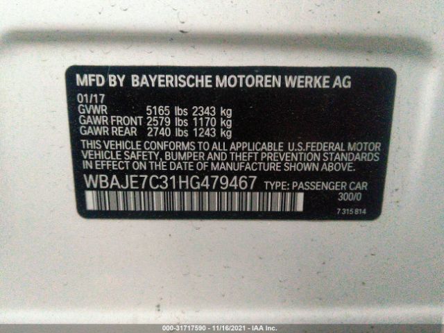 Photo 8 VIN: WBAJE7C31HG479467 - BMW 5 