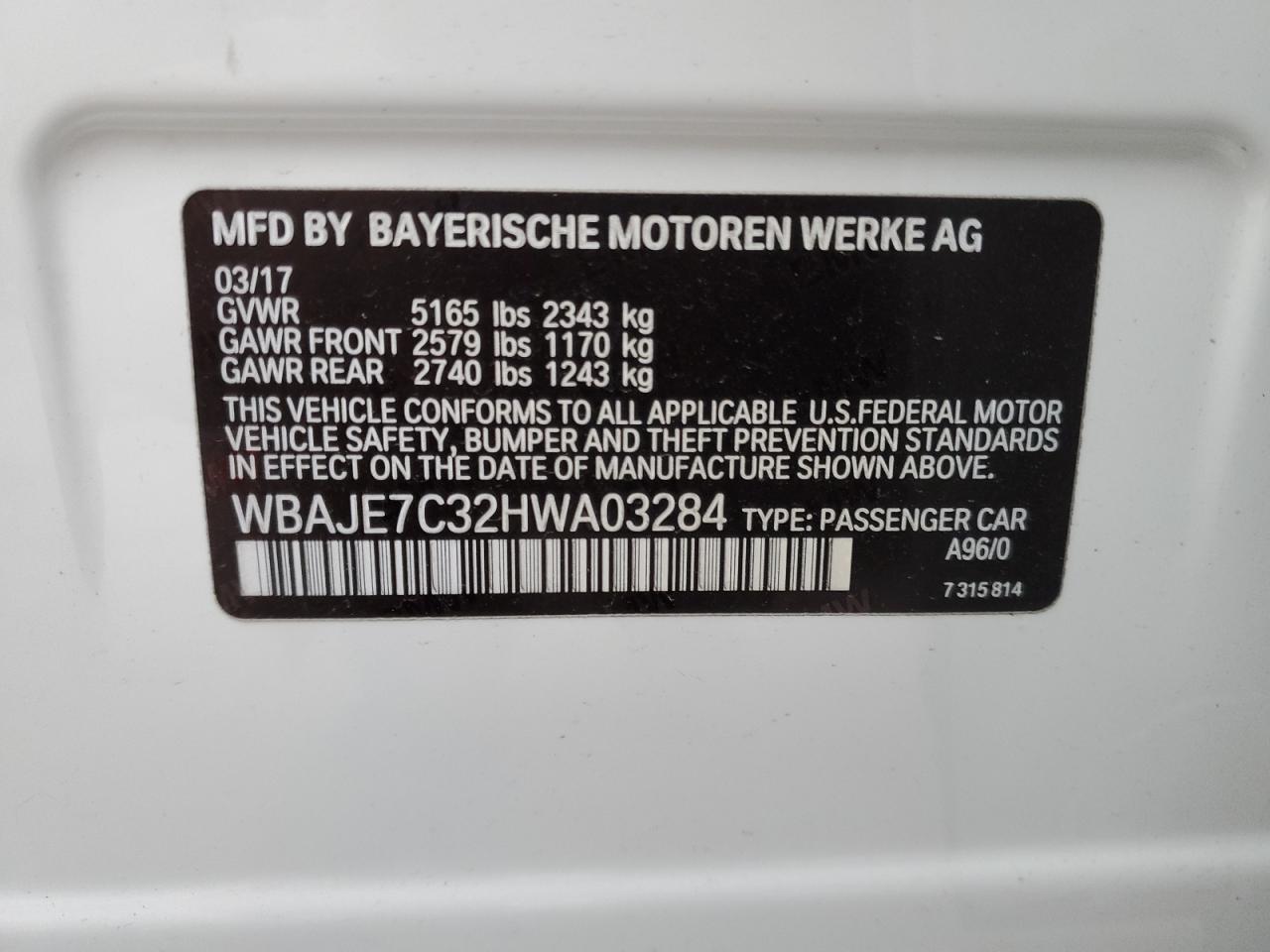 Photo 11 VIN: WBAJE7C32HWA03284 - BMW 5ER 