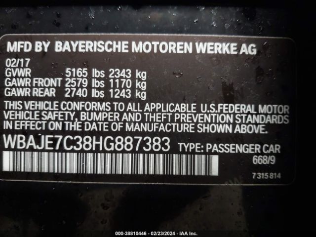 Photo 8 VIN: WBAJE7C38HG887383 - BMW 540I 