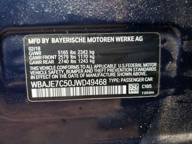 Photo 9 VIN: WBAJE7C50JWD49468 - BMW 540 XI 