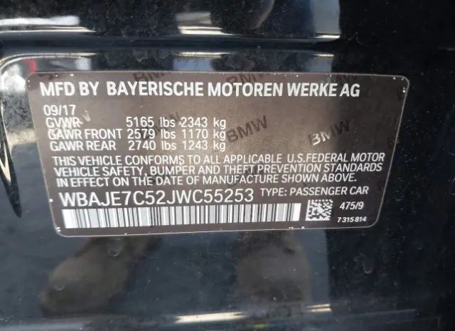 Photo 8 VIN: WBAJE7C52JWC55253 - BMW 5 SERIES 