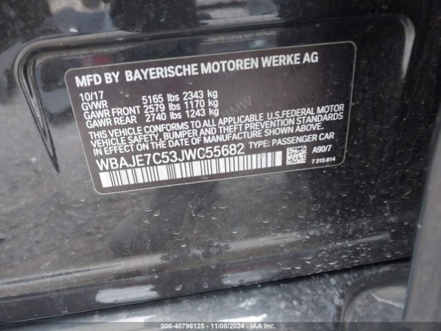 Photo 8 VIN: WBAJE7C53JWC55682 - BMW 540I 