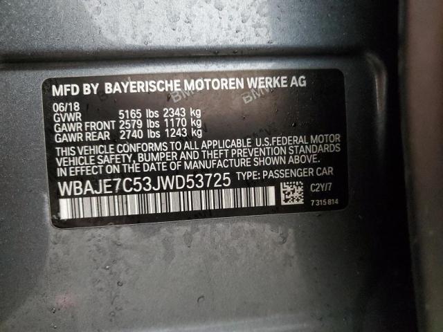 Photo 11 VIN: WBAJE7C53JWD53725 - BMW 540 XI 