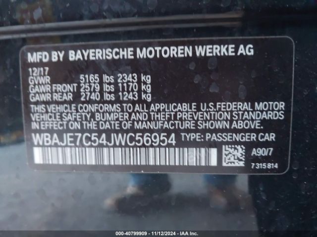 Photo 8 VIN: WBAJE7C54JWC56954 - BMW 540I 