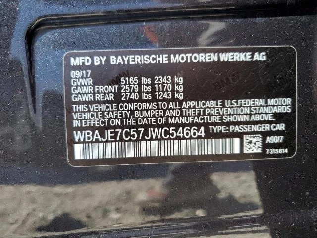 Photo 11 VIN: WBAJE7C57JWC54664 - BMW 540 XI 