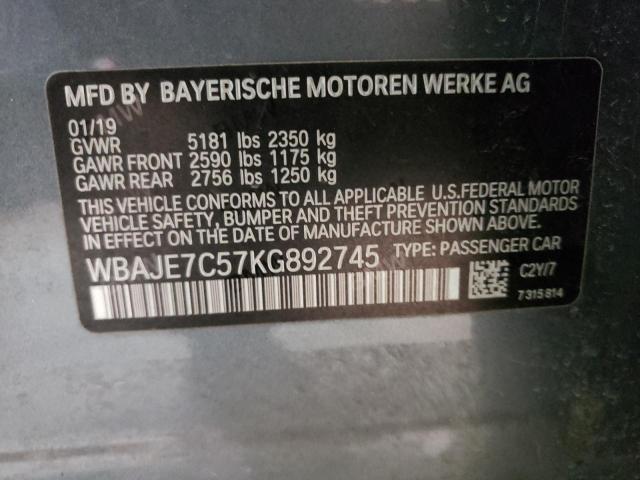 Photo 9 VIN: WBAJE7C57KG892745 - BMW 540IX 