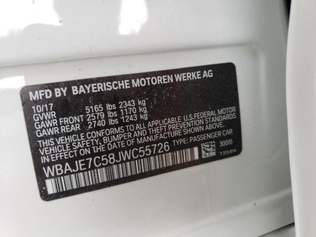 Photo 9 VIN: WBAJE7C58JWC55726 - BMW 540 XI 