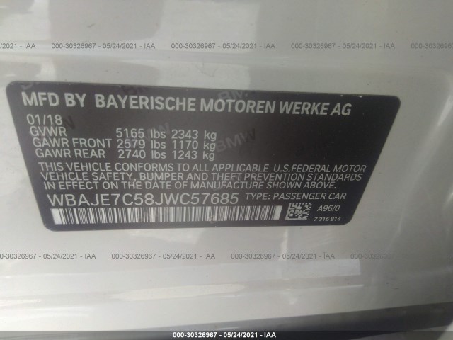 Photo 8 VIN: WBAJE7C58JWC57685 - BMW 5 