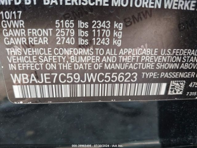 Photo 8 VIN: WBAJE7C59JWC55623 - BMW 540I 