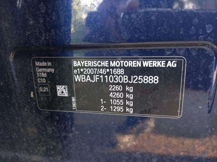 Photo 7 VIN: WBAJF11030BJ25888 - BMW SERIE 5 