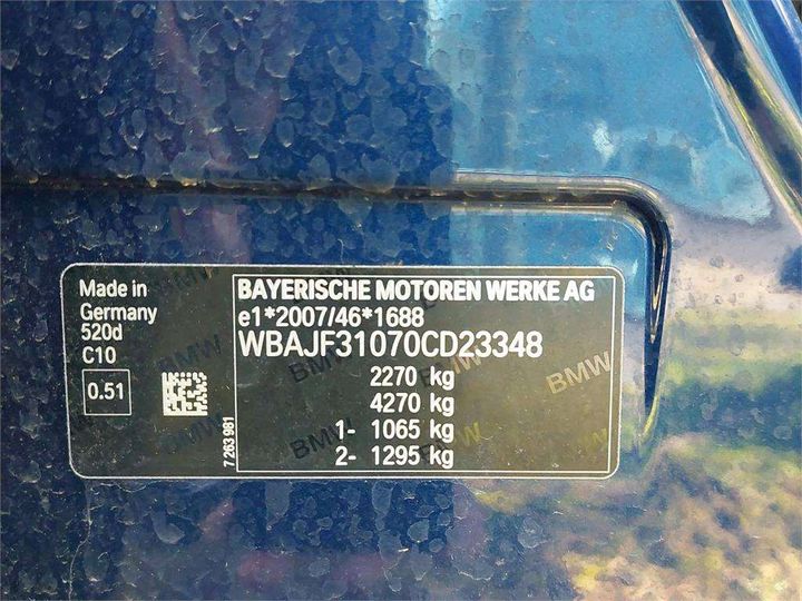 Photo 15 VIN: WBAJF31070CD23348 - BMW SERIE 5 