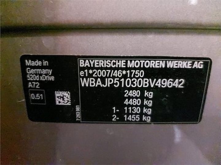 Photo 11 VIN: WBAJP51030BV49642 - BMW 5 TOURING DIESEL - 2017 