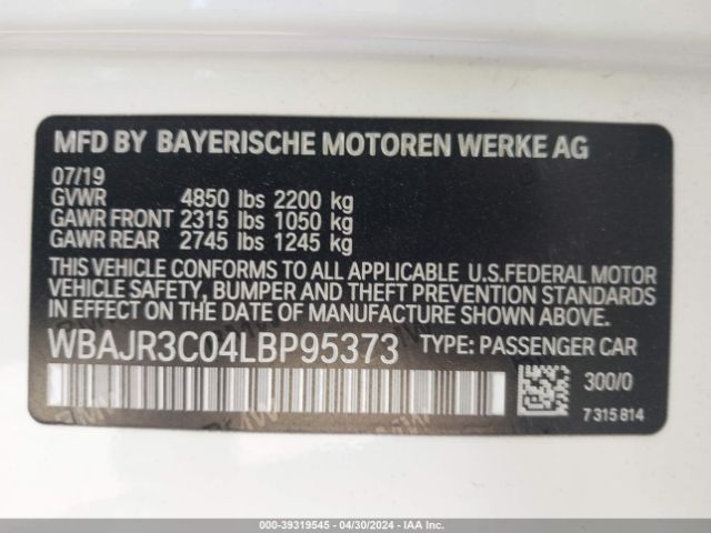 Photo 8 VIN: WBAJR3C04LBP95373 - BMW 530I 