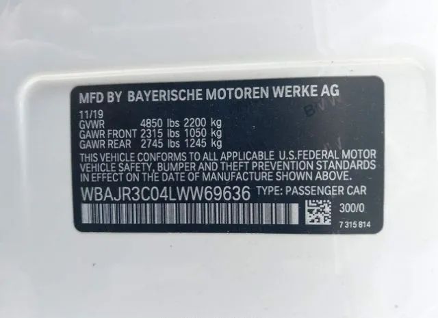 Photo 8 VIN: WBAJR3C04LWW69636 - BMW 5 SERIES 