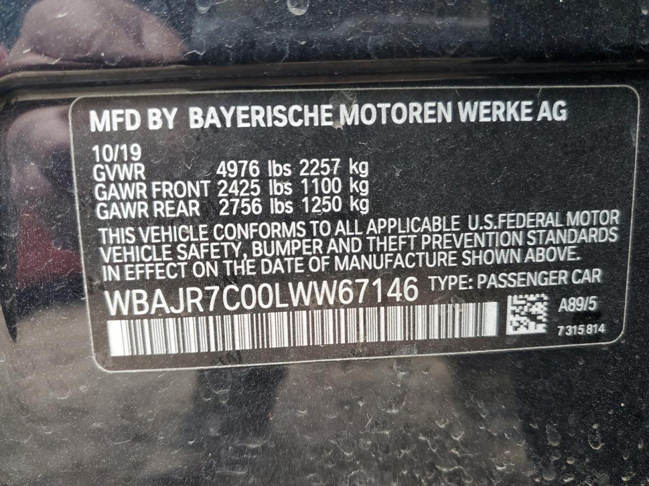 Photo 12 VIN: WBAJR7C00LWW67146 - BMW 5ER 