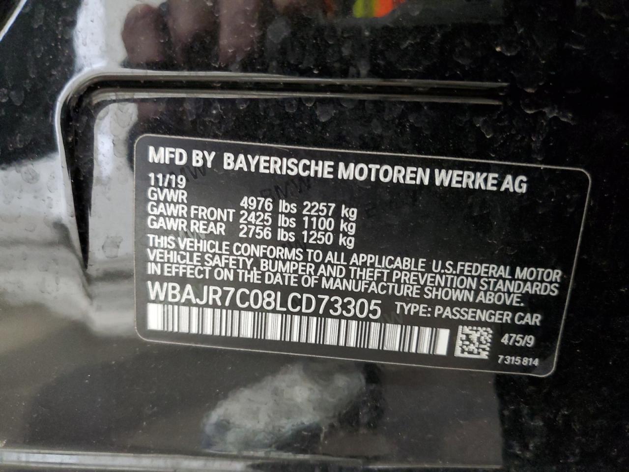 Photo 11 VIN: WBAJR7C08LCD73305 - BMW 5ER 