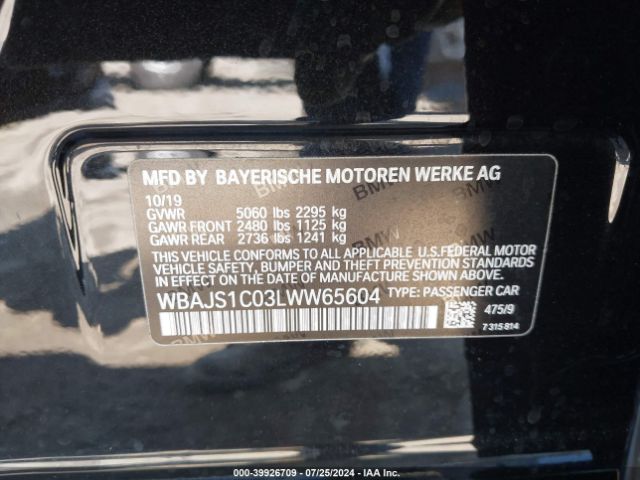 Photo 8 VIN: WBAJS1C03LWW65604 - BMW 540I 