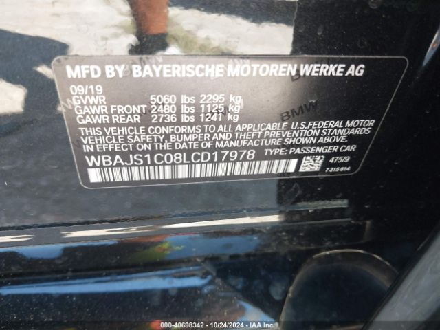 Photo 8 VIN: WBAJS1C08LCD17978 - BMW 540I 