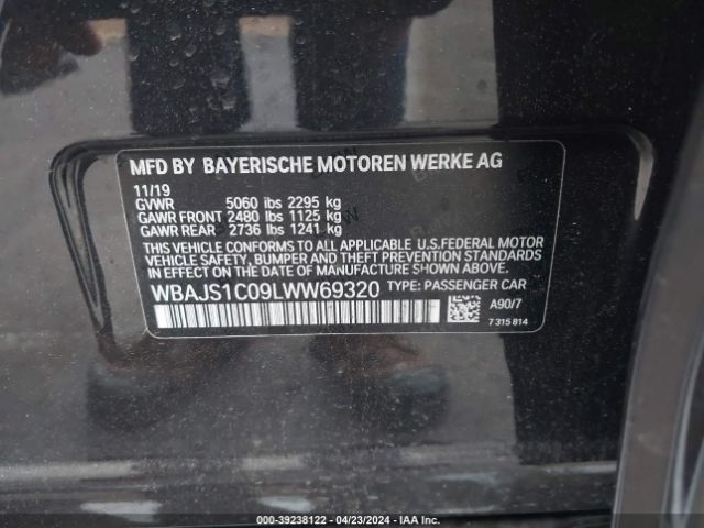 Photo 8 VIN: WBAJS1C09LWW69320 - BMW 540I 