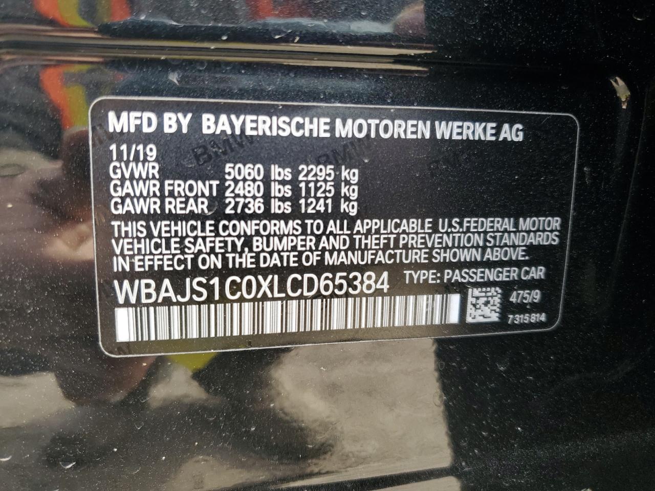 Photo 11 VIN: WBAJS1C0XLCD65384 - BMW 5ER 