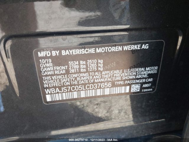 Photo 8 VIN: WBAJS7C05LCD37656 - BMW 5 SERIES 